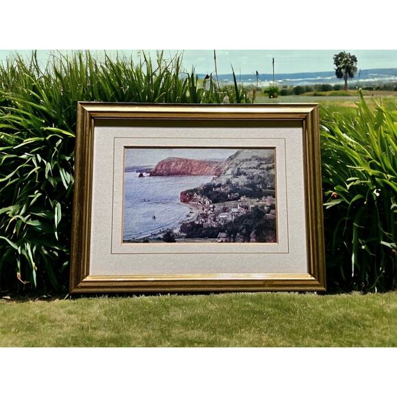 Framed Coastal Print-Sidmouth England-9x7-Vintage Seaside Wall Art-Ocean-Shore - Picture 4 of 8
